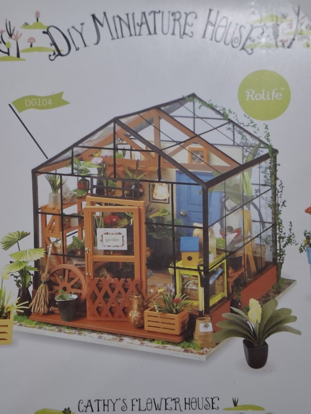 Rolife DIY Miniature Cathy’s Flower House - Orange and Black Greenhouse Kit